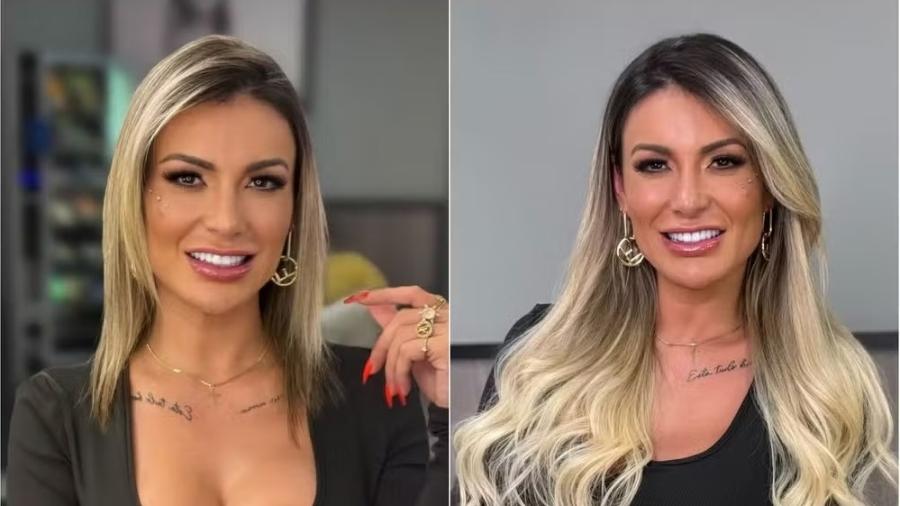 Andressa Urach fez comparativo antes e depois de recolocar o megahair - Reprodução/Instagram