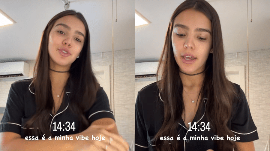 Duda Guerra passa cremes enquanto fala com seguidores - Reprodução/Instagram