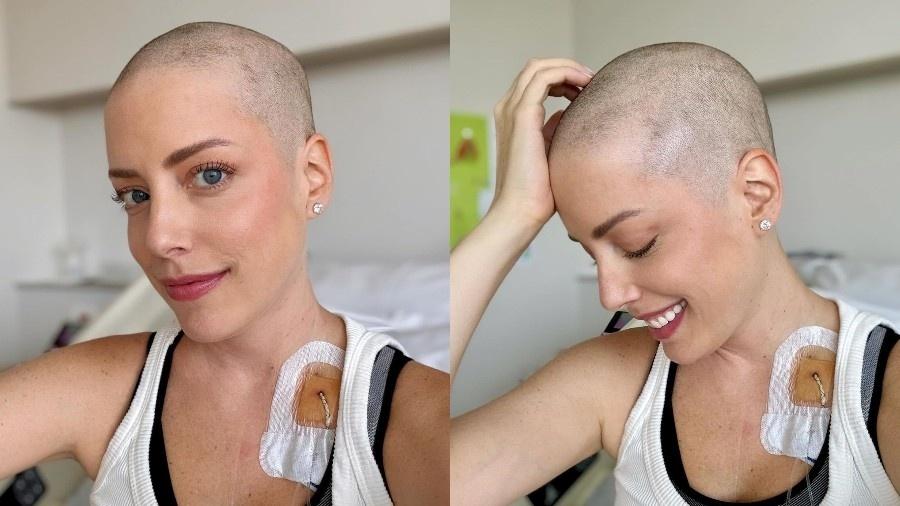 Fabiana Justus raspa o cabelo durante tratamento contra o câncer