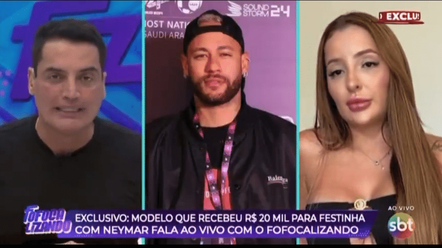 Modelo Any Awuada falou ao vivo no SBT que estava em festinha com Neymar - Foto: Reprodução