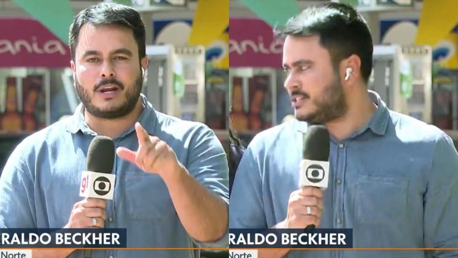 Geraldo Beckher, da TV Globo Brasília, se assustou com abordagem repentina da mulher - Reprodução/ TV Globo/ Globoplay