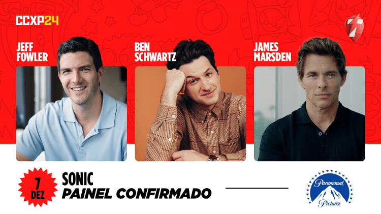 Ben Schwartz, James Marsden e Jeff Fowler marcam presença na CCXP para divulgar 'Sonic 3'