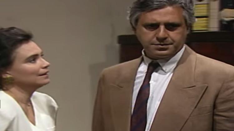 Raquel (Regina Duarte) e Ivan (Antonio Fagundes) na delegacia no final de 'Vale Tudo'