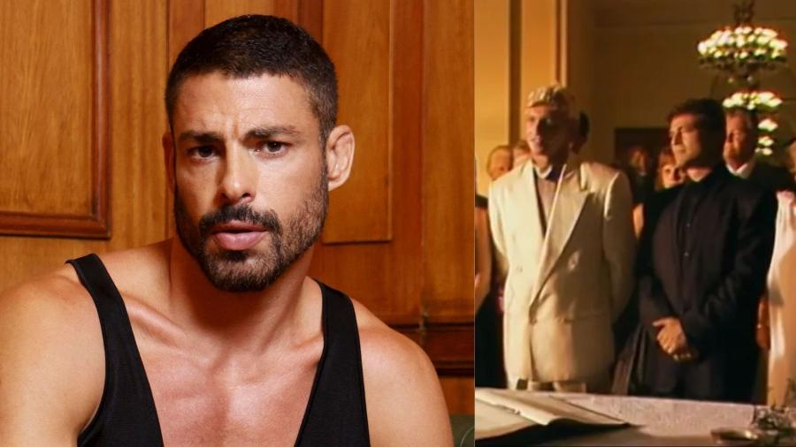 Cauã Reymond é César no remake de Vale Tudo; ao lado, César (Carlos Alberto Ricelli) e Giovanni (Marcos Manzano) na versão de 1988 Cauã Reymond é César no remake de Vale Tudo; ao lado, César (Carlos Alberto Ricelli) e Giovanni (Marcos Manzano) na versão de 1988