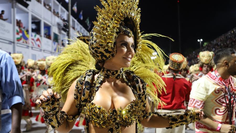 12.fev.2024 - Desfile da Grande Rio na primeira noite de carnaval no sambódromo da Marquês de Sapucaí