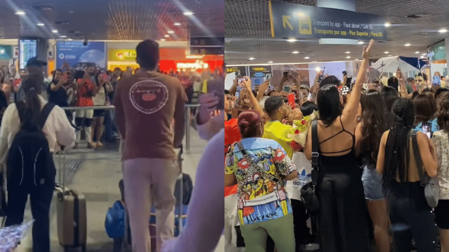 Fãs recebem Guilherme e Delma no aeroporto Fãs recebem Guilherme e Delma no aeroporto
