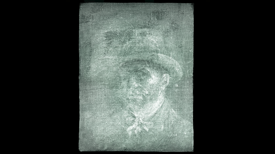 Imagem de raio-X da pintura escondida de Vincent Van Gogh - Reprodução / Youtube /  National Galleries of Scotland