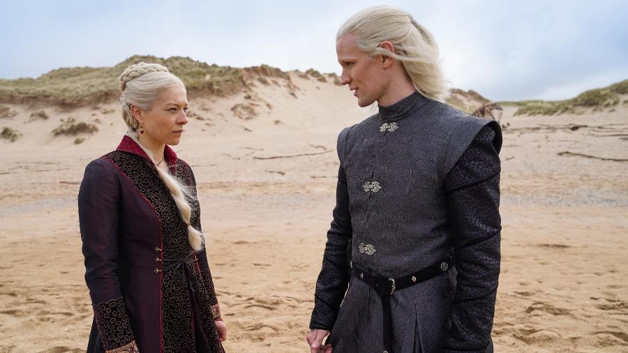 Emma D"Arcy como a princesa Rhaenyra Targaryen e Matt Smith como príncipe Daemon em "House of the Dragon" - Ollie Upton/HBO