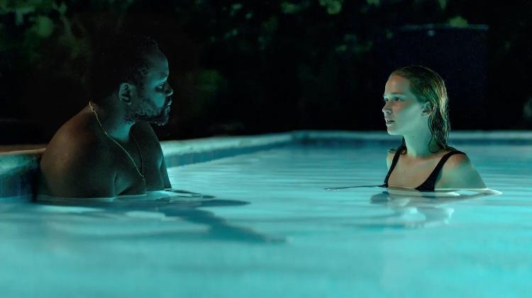 In "Ticket"Linsey (Jennifer Lawrence) becomes friends with James (Brian Tyree Henry) and invites him to swim in the pools she cleans - Press Release - Press Release