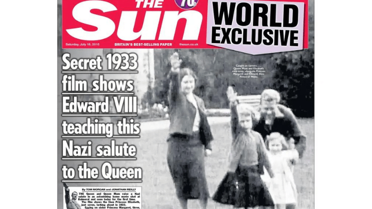 Capa do The Sun resgatou foto antiga da rainha Elizabeth