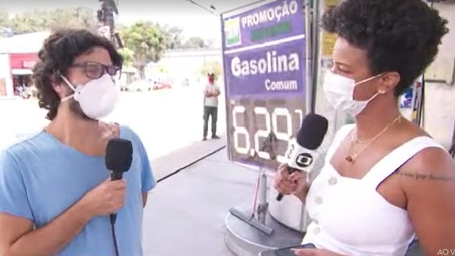 João Pedro falava sobre aumento do preço dos combustíveis com repórter Rita Batista - Reprodução/TV Globo
