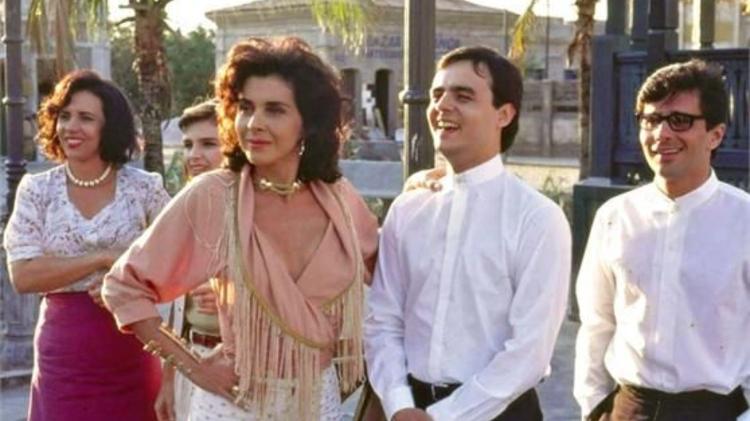 Arlete Salles, Betty Faria, Cássio Gabus Mendes e Paulo Nigri em 'Tieta', de 1989