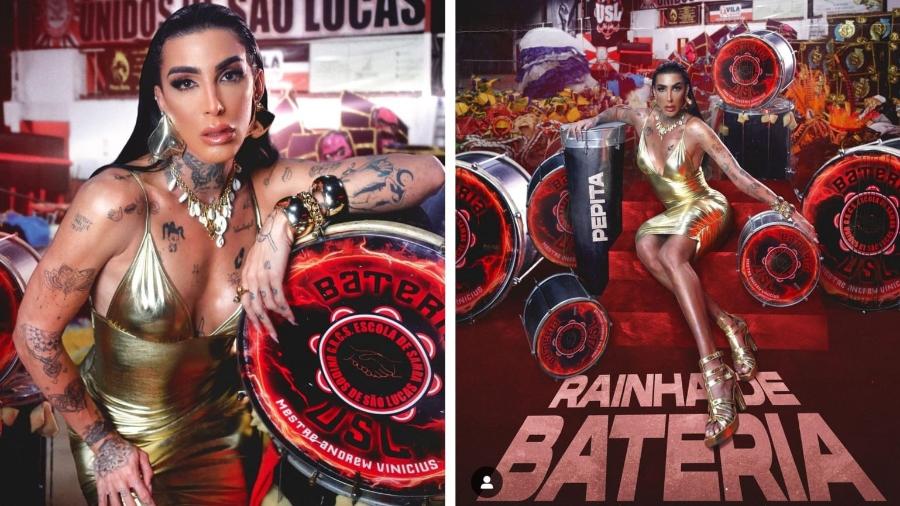 A artista será coroada neste sábado (20) rainha de bateria da Unidos de São Lucas