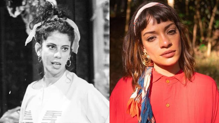 Maria Gladys em 'Vale Tudo'; ao lado, a atriz Ingrid Gaigher, a faxineira Lucimar no remake