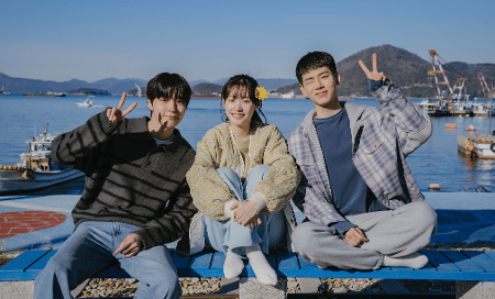 Inyoup, Chaeyeon e Hyeonseong nos bastidores do drama