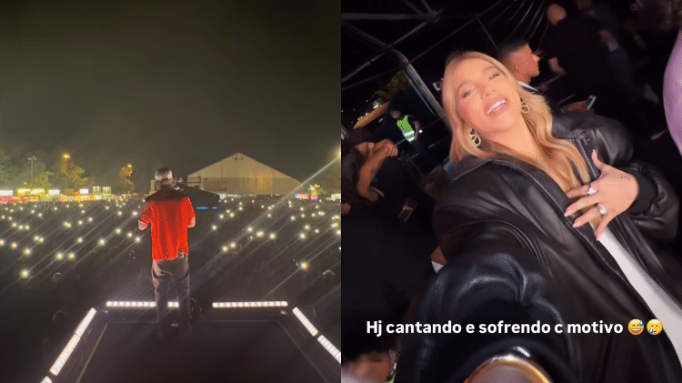 Zé Felipe faz show em Portugal e Virginia curte do palco