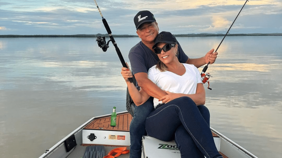 Leonardo e Poliana durante pescaria  - Reprodução/Instagram