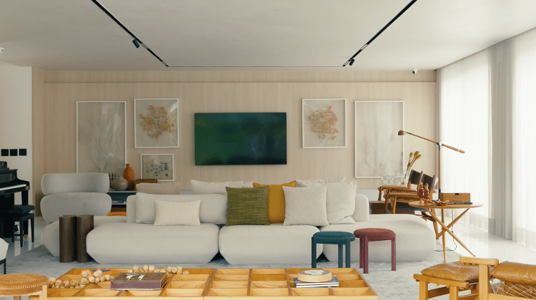Sala de estar na mansão de Juliette no Rio de Janeiro
