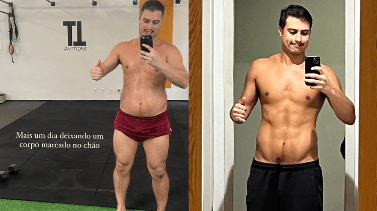 Francisco Vitti antes e depois de perder 10kg