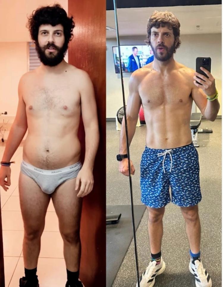 Diogo Defante mostra antes e depois do corpo