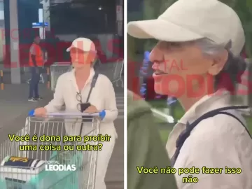 Cássia Kis se irrita com banhistas e discute em supermercado; veja