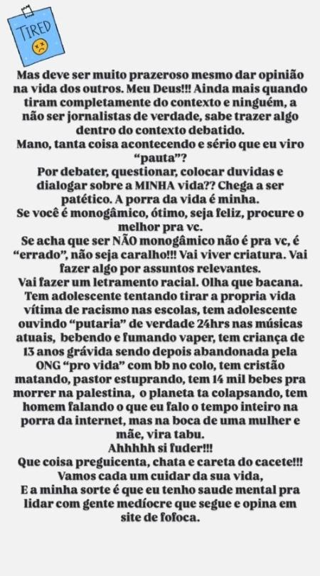 Samara Felippo rebate críticas após expor relacionamento 'monogâmico, mas aberto' Samara Felippo rebate críticas após expor relacionamento 'monogâmico, mas aberto'