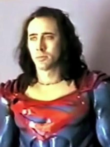 Nicolas Cage em teste de figurino de "Superman Lives" Nicolas Cage em teste de figurino de "Superman Lives"