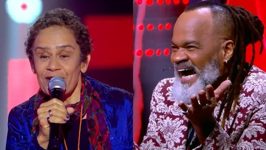 Carlinhos Brown encontra velha conhecida no The Voice+, a cantora Ione Papas - Reprodução/Globo