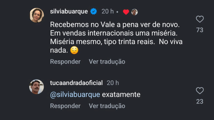 Comentários de Silvia Buarque e Tuca Andrada