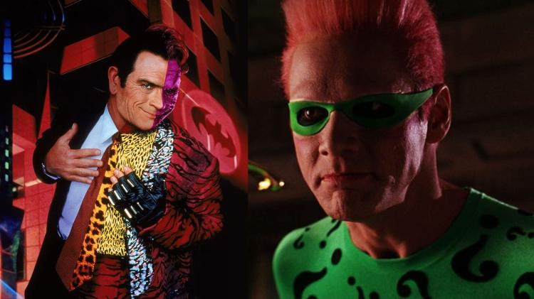 Tommy Lee Jones e Jim Carrey como Duas Caras e Charada em 'Batman Eternamente'