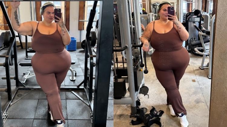 Thaís Carla mostra corpo ao retornar para academia após bariátrica Thaís Carla mostra corpo ao retornar para academia após bariátrica