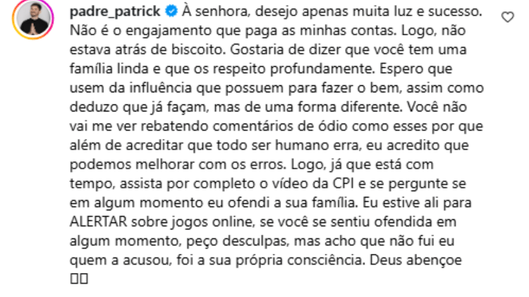 Comentário do padre Patrick Comentário do padre Patrick
