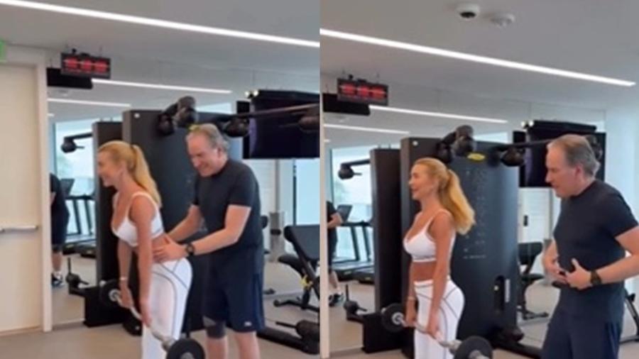 Roberto Justus 'tira casquinha' de esposa na academia Roberto Justus 'tira casquinha' de esposa na academia