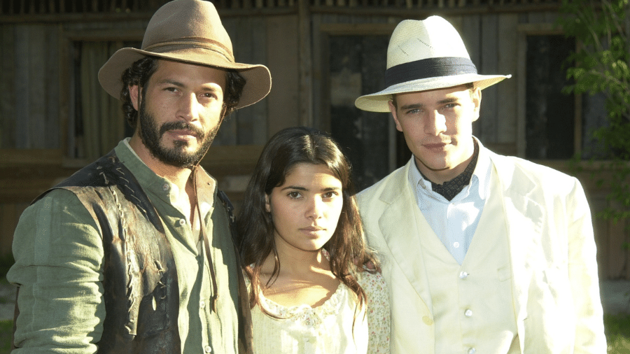 Tobias  (Malvino Salvador), Zuca (Vanessa Giácomo) e Luís Jerônimo (Daniel de Oliveira) em "Cabocla" - Divulgação/Globo