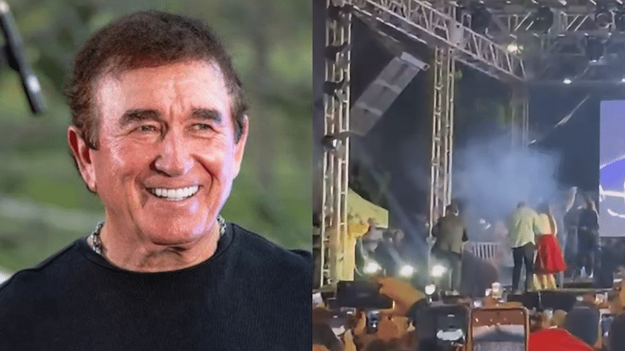 Estrutura desaba em show de Amado Batista na Bahia Estrutura desaba em show de Amado Batista na Bahia