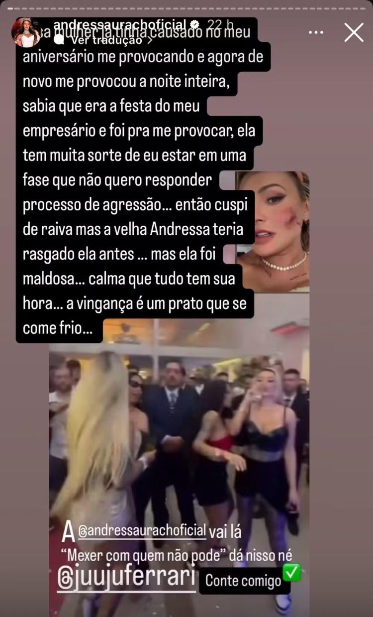 Andressa Urach se pronuncia sobre briga