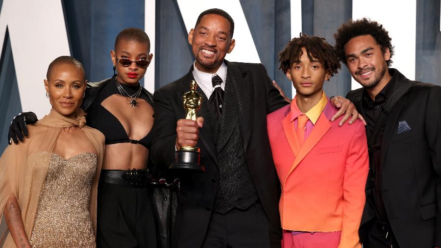 Jada Pinkett Smith, Willow Smith, Will Smith, Jaden Smith e Trey Smith em 2022