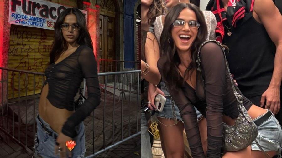 Bruna Marquezine aposta em blusa transparente para curtir festa de amigo Bruna Marquezine aposta em blusa transparente para curtir festa de amigo