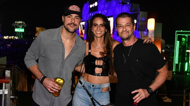 Joaquim Lopes, Marcella Fogaça e Marcelo Serrado no último dia de Rock in Rio