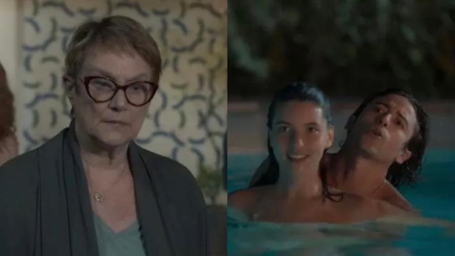 Mariana vai ficar descontente ao ver o neto nu na piscina da família com Juma - Reprodução/ TV Globo