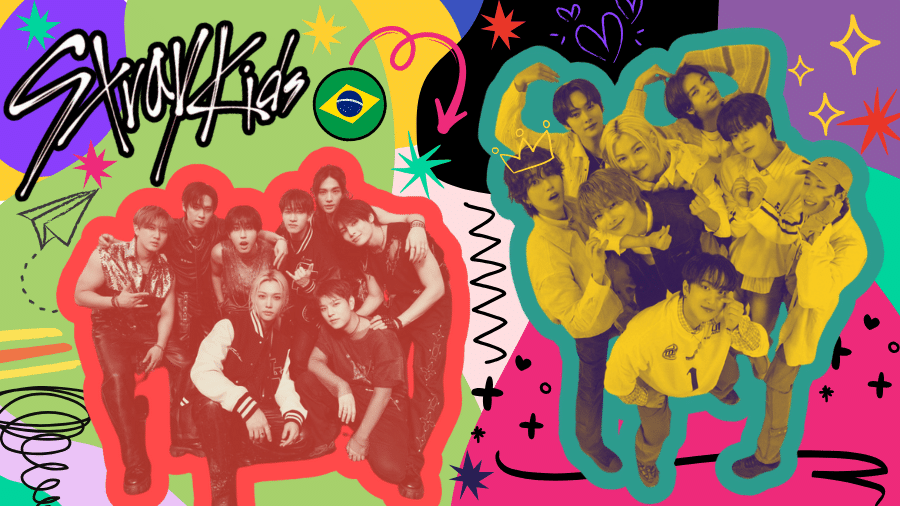 Stray Kids no Brasil: grupo vem ao país em abril de 2025 - Arte UOL/Camila Monteiro