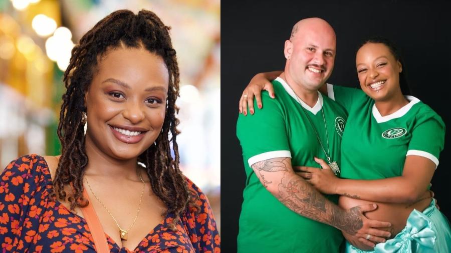Haone? Thinar em "Dona de Mim"; ao lado, a atriz e o marido Bizzar - Divulgação/Globo e Reprodução/Instagram @haonethinar