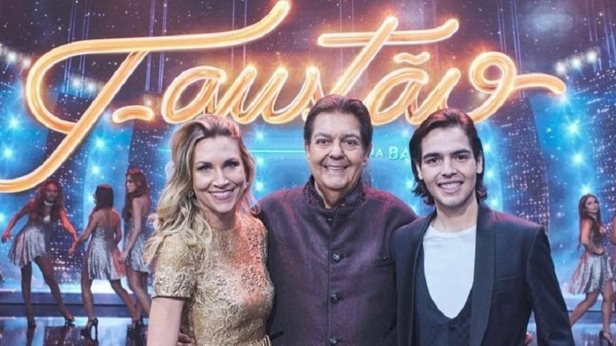 Anne Lottermann, Fausto Silva e João Guilherme, no "Faustão na Band" - Reprodução/Instagram