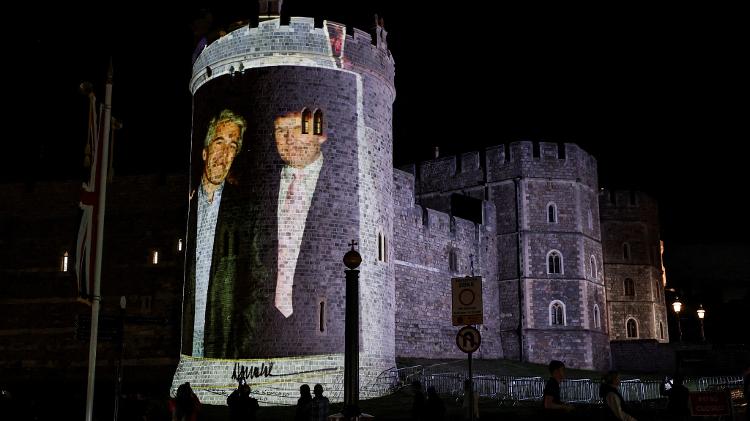 Imagens de Trump e Epstein foram projetadas no Castelo de Windsor