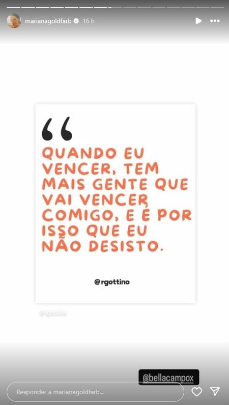 Mariana Goldfarb marcou Bella Campos no Instagram Mariana Goldfarb marcou Bella Campos no Instagram