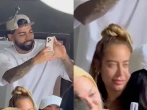 Gabigol e Rafaella Santos, irmã de Neymar, são vistos juntos em restaurante