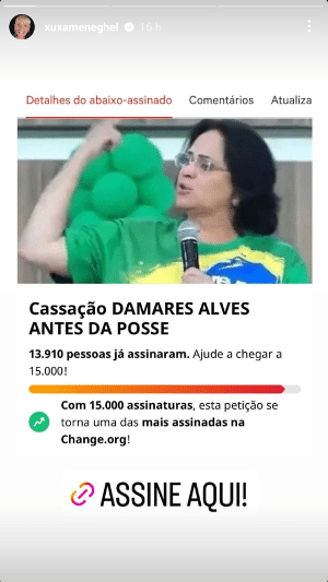 Xuxa e outros famosos pedem cassação de Damares Alves