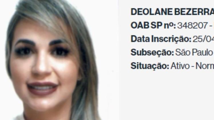 Deolane é advogada inscrita na OAB-SP