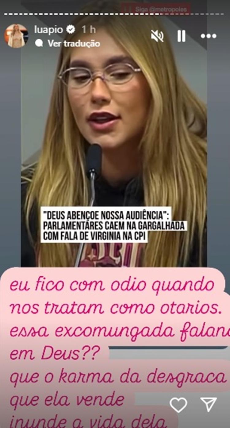 Luana Piovani alfineta Virginia