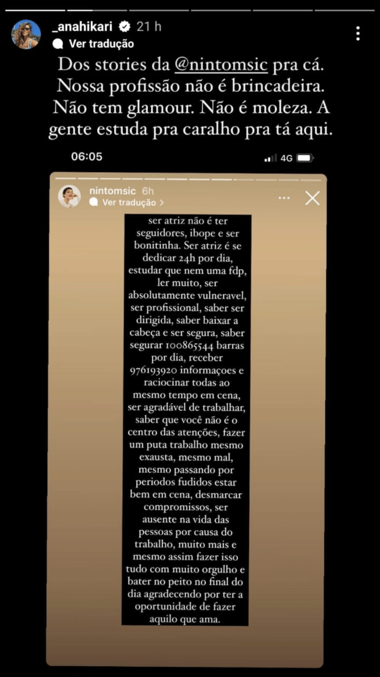 Story de Ana Hikari - Reprodução/Instagram - Reprodução/Instagram